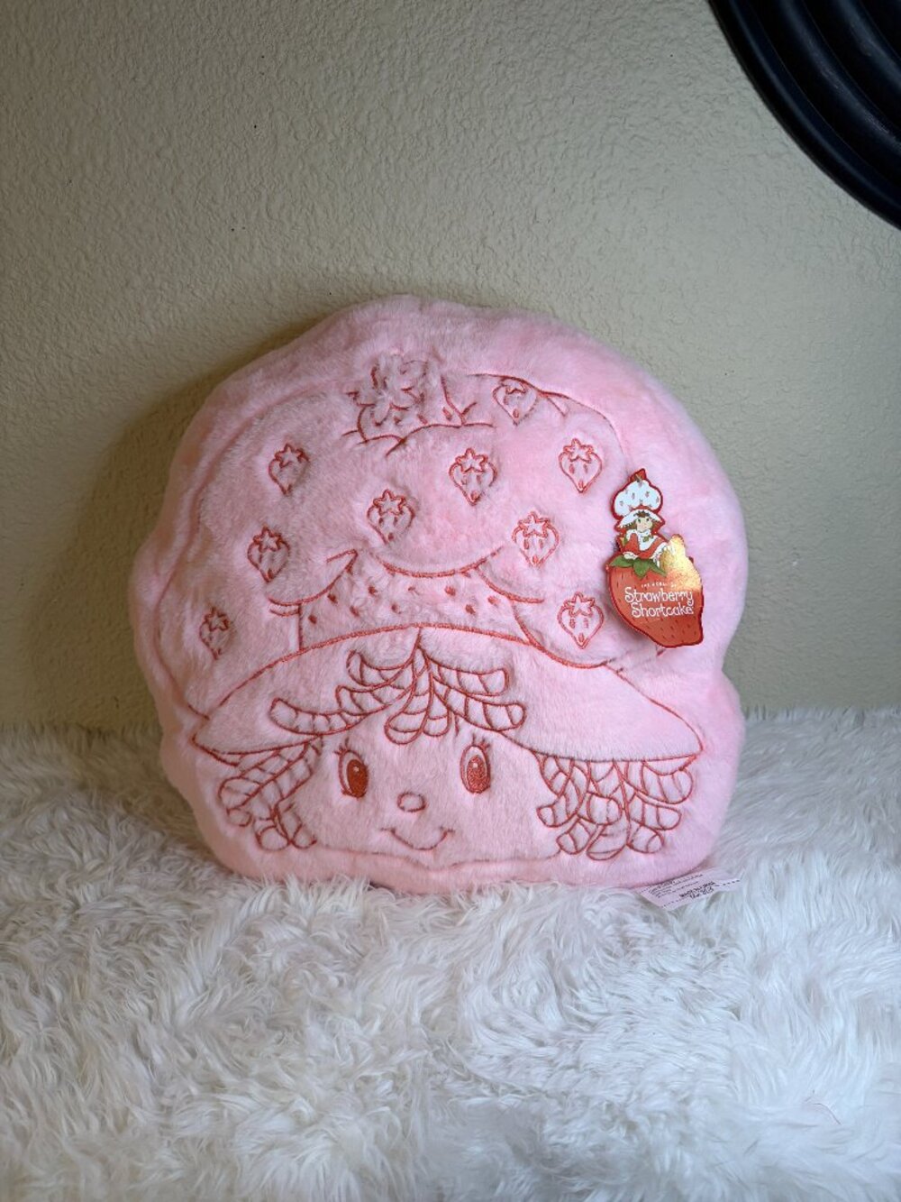 Strawberry Shortcake Pink Plush Shaped Decorative Pillow Embroidered NWT